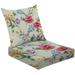 2-Piece Deep Seating Cushion Set Flowers watercolor Manual composition Seamless Design for cover fabric Outdoor Chair Solid Rectangle Patio Cushion Set