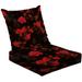 2-Piece Deep Seating Cushion Set Seamless Leaves red flowers Dark red Outdoor Chair Solid Rectangle Patio Cushion Set