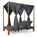 GDF Studio Leaverton Outdoor Acacia Wood 2 Seater Adjustable Daybed with Curtains Teak and Dark Gray