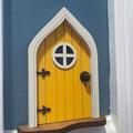 Fairy Door -Fairy Door for Tree-Fairy Garden-Fairytale Door - Tooth Fairy Door-Fairies Sleeping Door and Windows Tree Statues-Tree Hugger Yard & Garden Sculptures Fairy Mystical Home(Yellow)