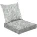 2-Piece Deep Seating Cushion Set Black white seamless flowers Outdoor Chair Solid Rectangle Patio Cushion Set