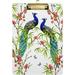 KXMDXA Floral Tropical Bamboo Trees Peacocks Butterflies Clipboard Hardboard Wood Nursing Clip Board and Pull for Standard A4 Letter 13x9 inches