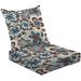 2-Piece Deep Seating Cushion Set Abstract Hand Drawing Retro Large Daisy Flowers Seamless Isolated Outdoor Chair Solid Rectangle Patio Cushion Set