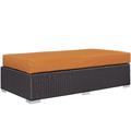 Modern Contemporary Urban Design Outdoor Patio Balcony Rectangle Ottoman Orange Rattan