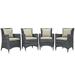 Modern Contemporary Urban Design Outdoor Patio Balcony Four PCS Dining Chairs Set Beige Rattan