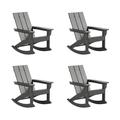 WestinTrends Ashore Patio Rocking Chairs Set of 4 All Weather Poly Lumber Plank Adirondack Rocker Chair Modern Farmhouse Outdoor Rocking Chairs for Porch Garden Backyard and Indoor Gray