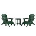 WestinTrends Dylan Outdoor Lounge Chairs Set of 2 5 Pieces Seashell Adirondack Chairs with Ottoman and Side Table All Weather Poly Lumber Outdoor Patio Chairs Furniture Set Dark Green