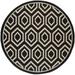 Safavieh Courtyard Amelia Geometric Indoor/Outdoor Area Rug 7 10 x 7 10 Round Black/Beige