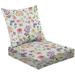 2-Piece Deep Seating Cushion Set Colorful floral seamless flowers green leaves rustic provence style Outdoor Chair Solid Rectangle Patio Cushion Set
