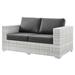 Lounge Loveseat Sofa Rattan Wicker Grey Gray Modern Contemporary Urban Design Outdoor Patio Balcony Cafe Bistro Garden Furniture Hotel Hospitality