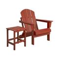 Adirondack Chair with Square Side Table Included for Outdoor Patio Garden Porch Seating Red