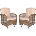 VIVIJASON 2-Piece Patio Wicker Rattan Glider Rocker Chair Outdoor Rattan Glider Chair with Cushions & Steel Frame All-Weather Gliding Lawn Wicker Furniture for Garden Backyard Porch