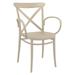 34.25 Taupe Brown Stackable Outdoor Patio XL Arm Chair
