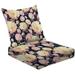 2-Piece Deep Seating Cushion Set Floral print Elegant seamless Pink pastel flowers dark blue for Outdoor Chair Solid Rectangle Patio Cushion Set