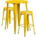 Flash Furniture Boyd Commercial Grade 30 Round Yellow Metal Indoor-Outdoor Bar Table Set with 2 Square Seat Backless Stools