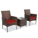 Sofia 3 Piece Update Design Rattan Furniture Set - 2 Sturdy & Relaxing Chairs With a Squire Coffee Table - Red