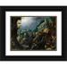 Lodewijk Toeput 18x14 Black Ornate Wood Framed Double Matted Museum Art Print Titled - Mountain Landscape with Rushing River Classic Ruins and Shepherds (1590s)