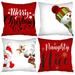 Red Christmas Pillow Covers 18x18 Set of 4 Farmhouse Christmas Decorations Snowman Wreath Santa Claus Tree Merry Christmas Holly Jolly Winter Holiday Decor Throw Cushion Case for Home Couch