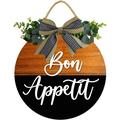 Eveokoki 12 Door Decor Sign Rustic Hanging Bon Appetit Wooden Signs Family Sign Rustic Wall Decor Indoor and Outdoor Vintage Wooden Decoration Farmhouse Primitive