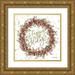 Jacobs Cindy 20x20 Gold Ornate Wood Framed with Double Matting Museum Art Print Titled - Happy Holidays Berry Wreath