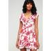 Free People Dresses | Free People White And Pink Floral French Quarter Wrap Mini Dress M | Color: Pink/White | Size: M