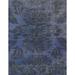 Ahgly Company Indoor Rectangle Abstract Dark Blue Grey Blue Abstract Area Rugs 7 x 10
