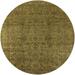 Ahgly Company Indoor Round Mid-Century Modern Dark Bronze Brown Oriental Area Rugs 6 Round