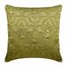 Cushion Cover Earthy Green Couch Cushion Cover 22 x 22 Silk Pillow Cover Gold Embroidered Pillow Crystal Green Pillow Cover 22x22 inch (55x55 cm) Traditional Floral - Flower Jewel