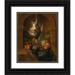 Jan Weenix 15x18 Black Ornate Wood Framed Double Matted Museum Art Print Titled - A Partridge and Fruit in a Partially Draped Niche