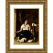 Luis Cadena 18x24 Gold Ornate Framed and Double Matted Museum Art Print Titled - Woman Spinning (Hilandera) (1859)