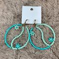 Free People Jewelry | Free People Beaded Peace Sign Earrings | Color: Blue/Green | Size: Os