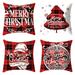Merry Christmas Pillow Covers Decorative Set of 4 Christmas Decorations for Couch Sofa Bed Living Room Xmas Decor