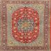 Ahgly Company Indoor Square Traditional Fire Brick Red Persian Area Rugs 6 Square