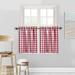 Bohogeo Buffalo Plaid Red Cafe Tier Curtains for Kitchen Rod Pocket Check Gingham Farmhouse Window Curtain Drapes 28 x36 Red/White Set of 2