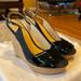 Coach Shoes | Coach Wedges With Patent Leather And Classic “C” Straps | Color: Black/Tan | Size: 7.5