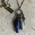 American Eagle Outfitters Jewelry | American Eagle Natural Stone, Crystal & Feather Charm Necklace | Color: Blue/Gold | Size: Os
