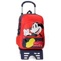 Disney Mickey Mouse Fashion Schulrucksack mit Wagen, mehrfarbig, 30 x 38 x 12 cm, Mikrofaser, 13,68 l, bunt, Schulrucksack mit Trolley