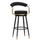 WSNDY Iron Art Bar Stools, Velvet Barstools w/Back and Footrest, Upholstered Dining Bar Chairs Counter Height Barstools for Kitchen Island Counter(Size:Black metal leg 75cm,Color:black)