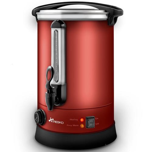 TRESKO® Glühweinkocher Rot 10L / 1500W Einkochautomat aus Edelstahl Glühweinkessel Glühweinautomat