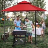 Gymax 8' x 5' BBQ Grill Gazebo 2-Tier Barbecue Canopy Vented Top