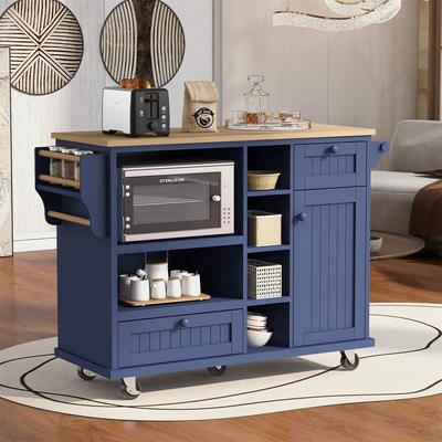 Merax Kitchen Island Cart with Storage Cabinet and Two Locking Wheels