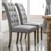 Set of 2 Modern Dining Chair, Upholstered Linen Solid Wood Tufted Dining Chair