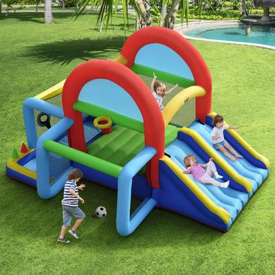 Gymax Kids Inflatable Bounce House Bouncer Castle w/ Double Slides