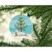 The Holiday Aisle® Bambino #2 Cat Merry Christmas Ornament Ceramic/Porcelain in Blue/Brown/Green | 2.8 H x 2.8 W x 0.15 D in | Wayfair