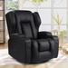 Latitude Run® Manual Glider Recliner Swivel Rocking Chair w/ Lumbar Pillow Cup Holders Faux Leather in Black | 42.9 H x 32.3 W x 29.9 D in | Wayfair