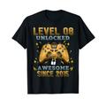 8th Birthday Gift Boys Level 8 Unlocked 8 Years Old Gamer T-Shirt