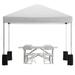 Otis Portable Tailgate/Event Tent Set-10 x10 Wheeled White Pop Up Canopy Tent 6-Foot Bi-Fold Table 4 White Folding Chairs