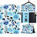 TECH CIRCLE iPad 10th Generation Case iPad 10.9 Inch Case 2022 iPad Case 10th Generation Multi-Angle Viewing Stand Cover with Hand Strap Card Slots Wallet Case for iPad 10th Gen 10.9 Blue Flower