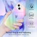 For Apple iPhone 14 (6.1 ) Holographic Color Changing Transparent Clear Iridescent Design Acrylic Gummy Hybrid Cover Xpm Phone Case [ Rainbow Iridescent ]