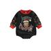 Sunisery Christmas Newborn Baby Boys Girls Romper Snowman Elk Santa Print Casual Long Sleeve Jumpsuit Bodysuit Black Santa 3-6 Months